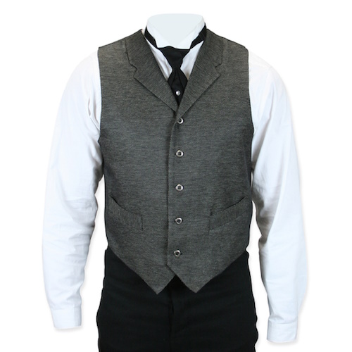 (image for) Maverick Western Herringbone Vest Lapels & Welt Pockets